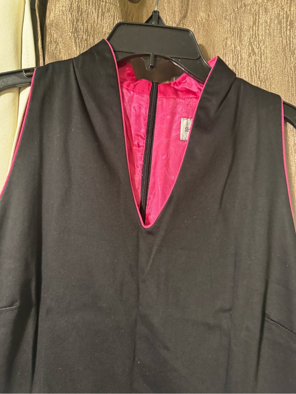 Sharon Young Women's Black Pink Embroidered Sleeveless Vintage Dress SZ 8 USA - Picture 4 of 7